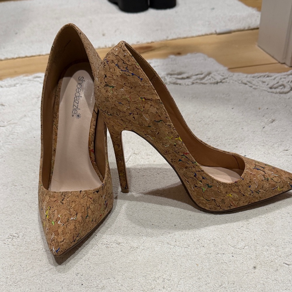 Shoe Dazzle Cork Patterned Heels